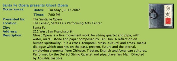 Santa Fe Opera presents Ghost Opera